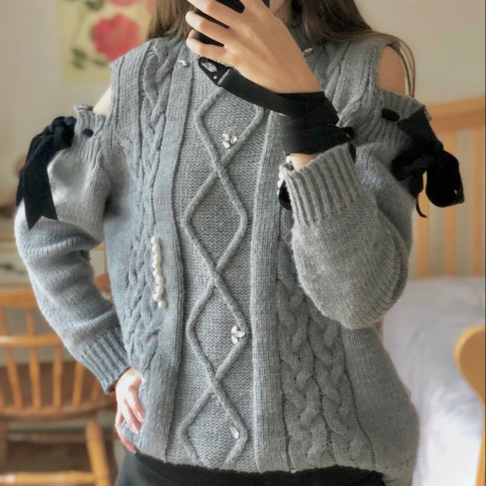 Jfashion Knit Sweater with Bows